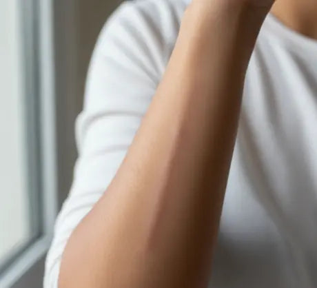 A woman with a Hypertophic Scar on her Arm