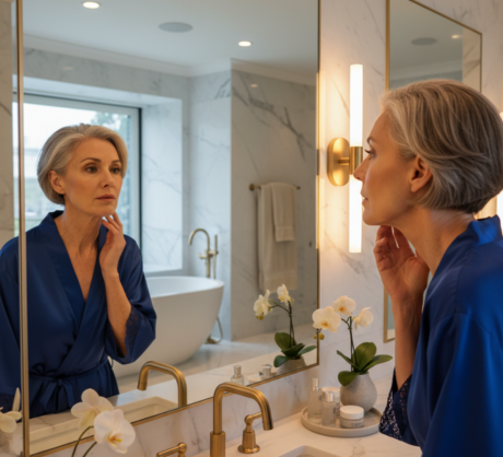 A woman with Crepey Neck