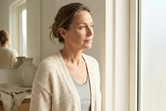 A woman with wrinkles after 45 years old