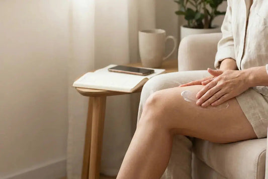 A woman with cellulit applying cream