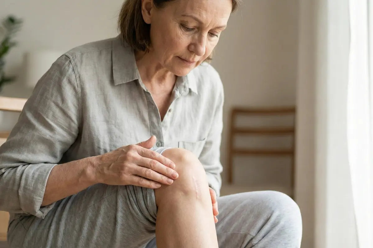 A woman with a scar on her knee