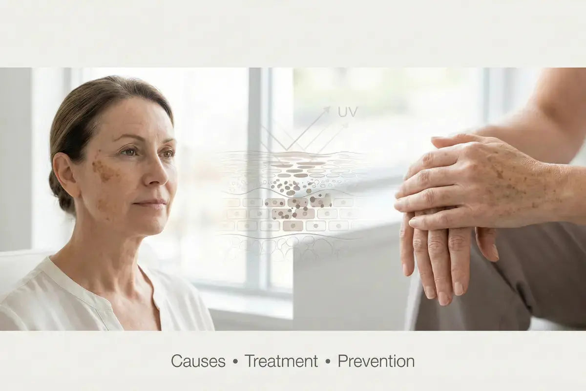 A woman with dark skin spots