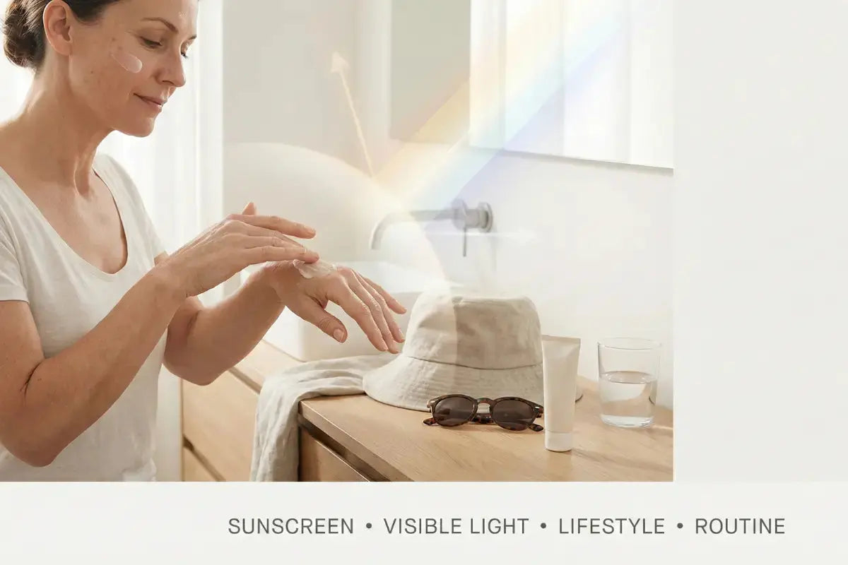 A woman applying cream to dark spots