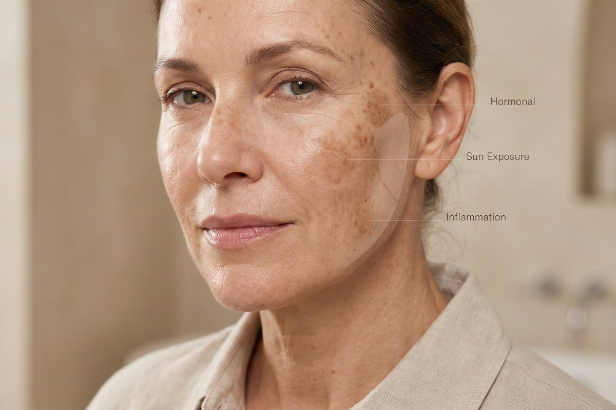A woman with dark spots on her face
