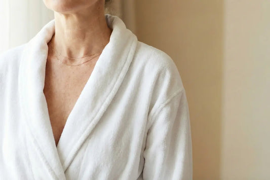 A woman with crepey neck skin