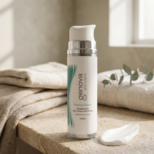 A bottle of genova firming cream