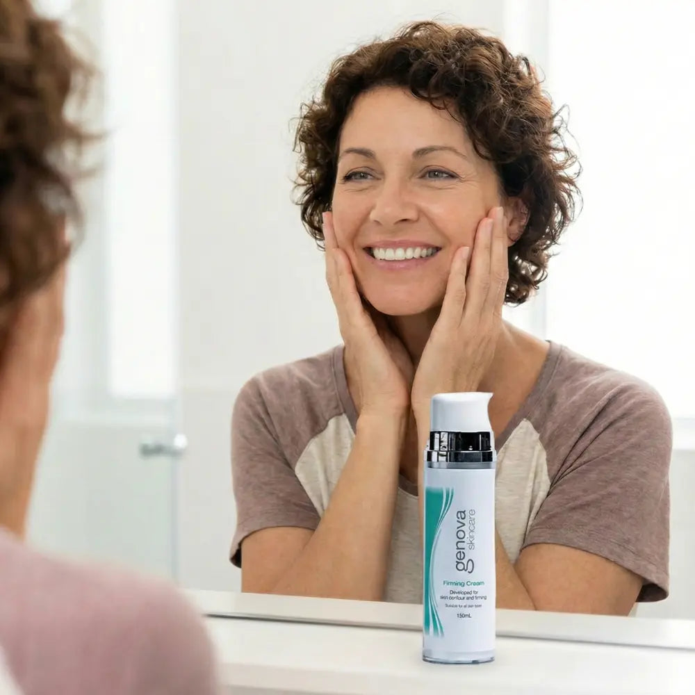 A woman applying Genova Firming Cream