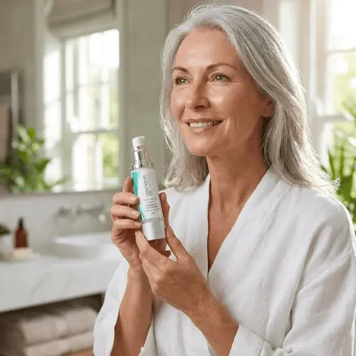 A woman using Genova Red Active Serum