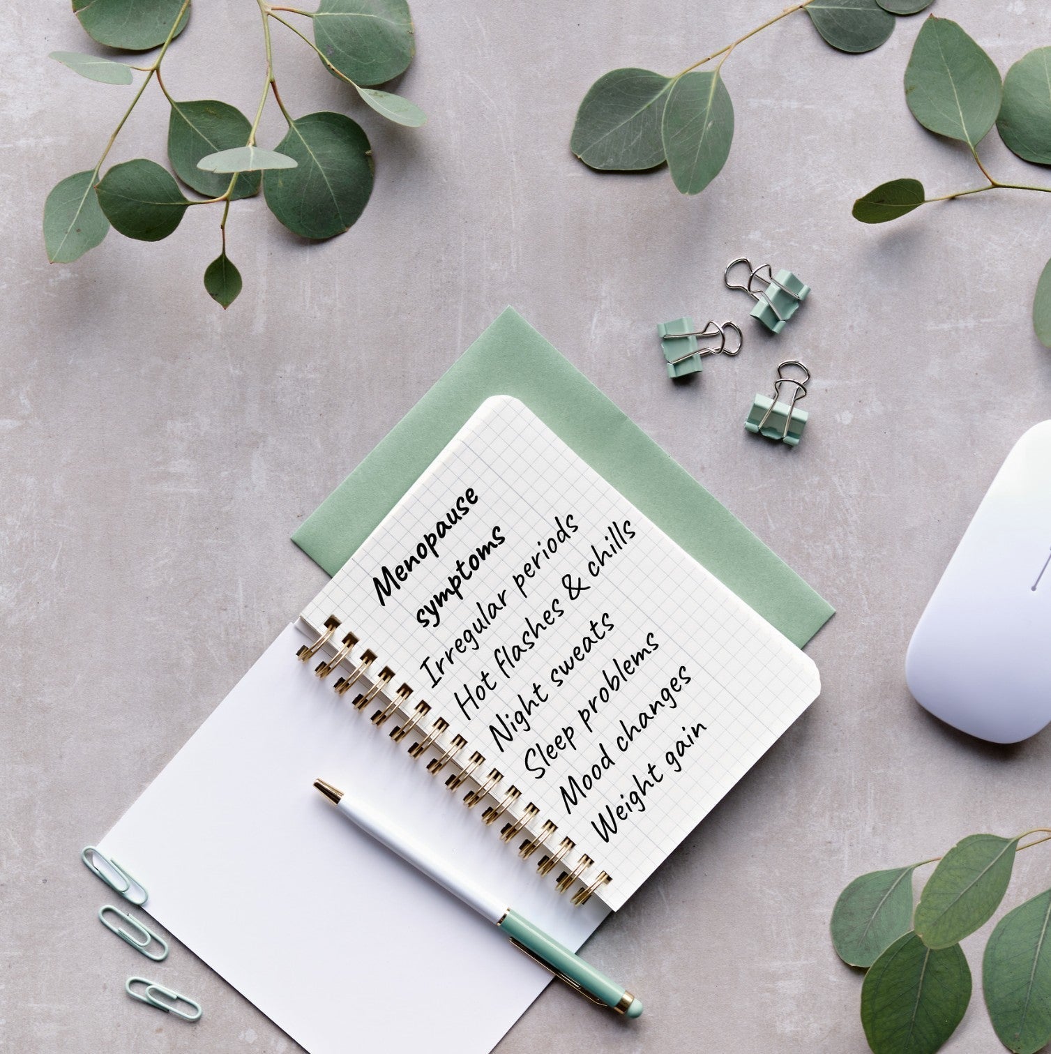 Managing menopause with notes in a diary