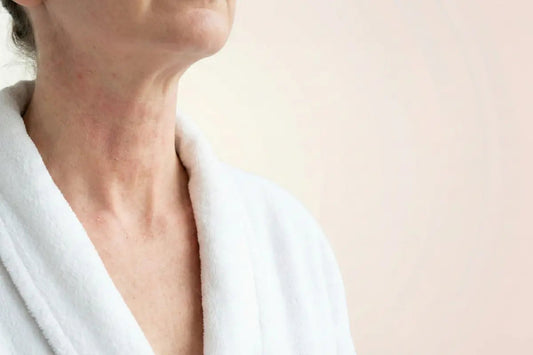 A woman with skin breakdown on her neck