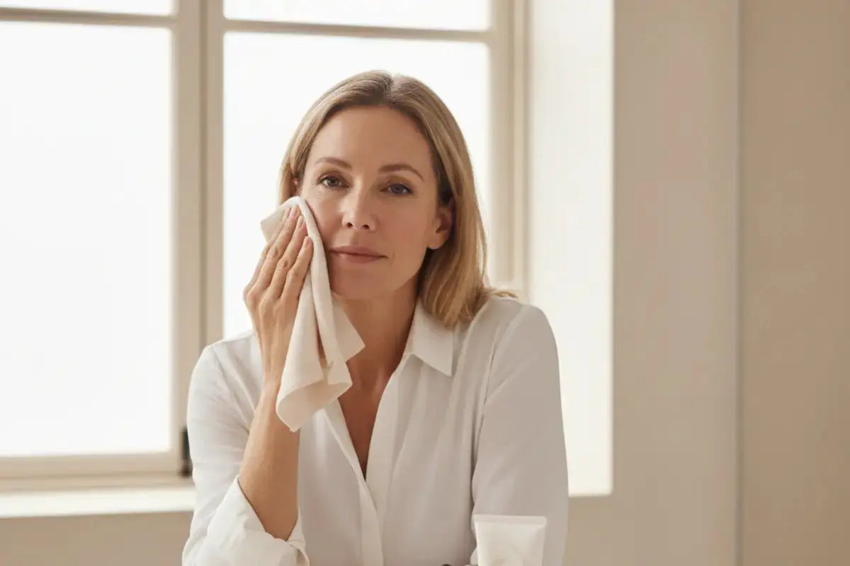 A woman with puffy eyes in menopause