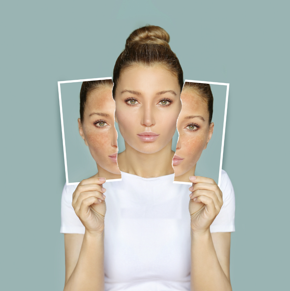 A woman with bright skin