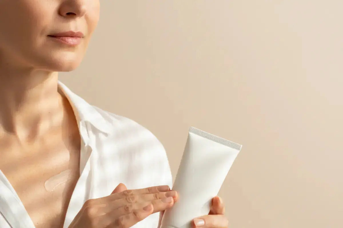 A woman with a 3 step neck routine