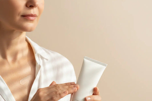 A woman with a 3 step neck routine