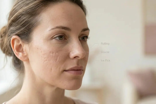 A woman with acne scars on her face