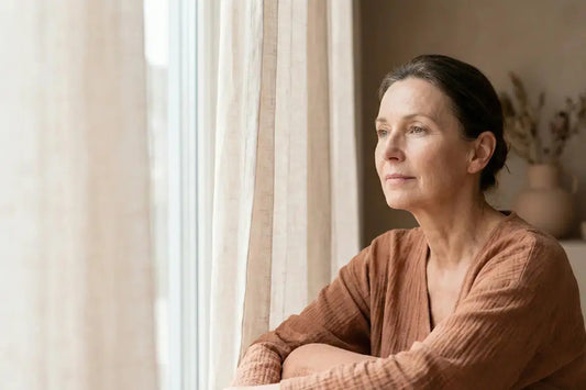 A woman with inflamed skin