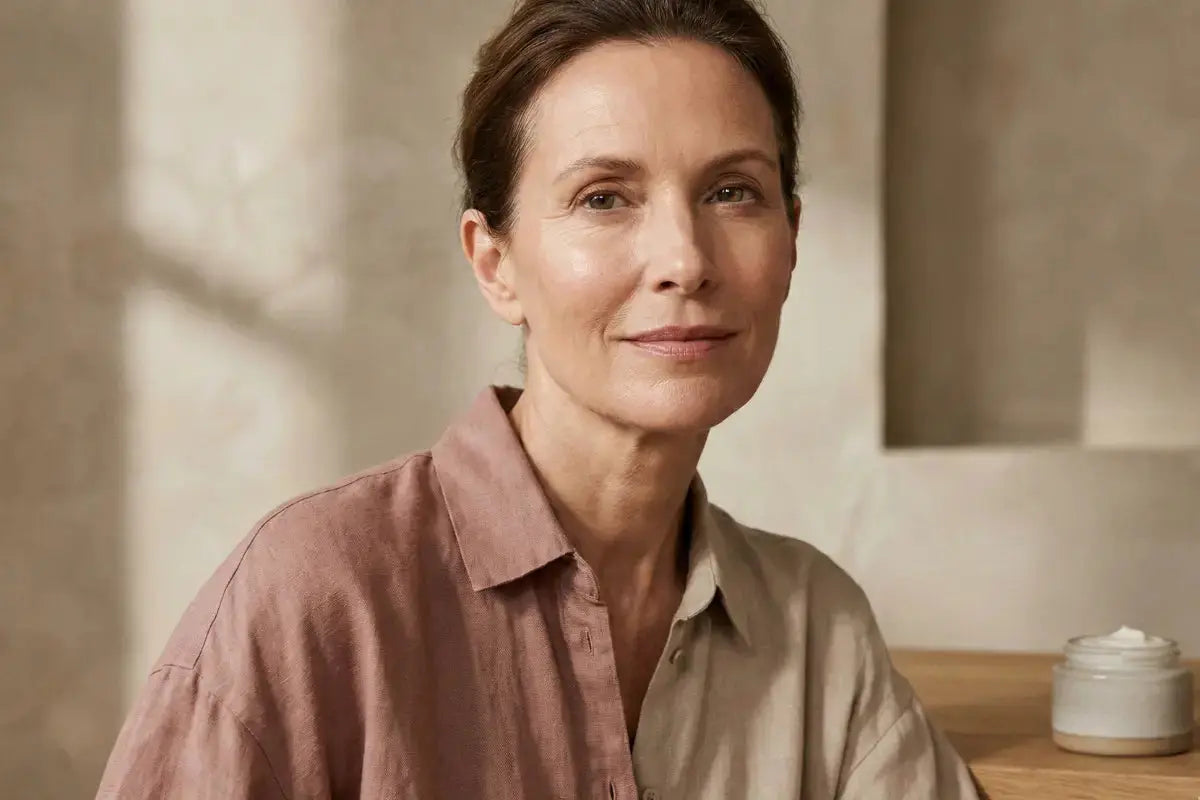 A woman with skin affected by menopause