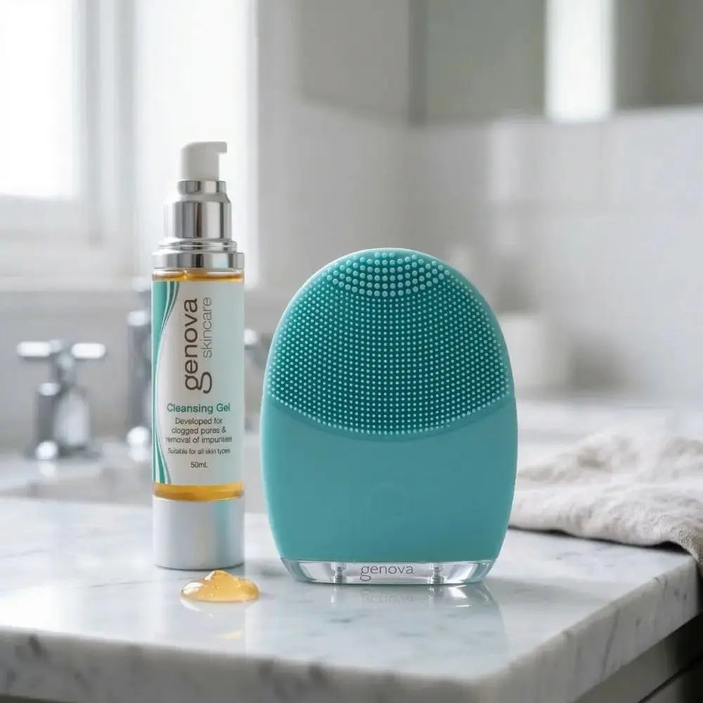 Genova GO Silicone Facial Cleanser and Cleansing Gel for deep pore cleansing, gentle daily face cleansing device designed for mature and menopausal skin